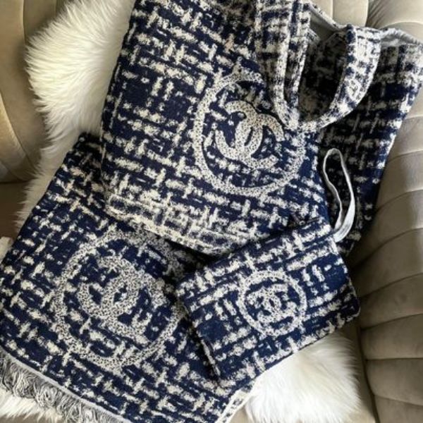 圖片 全新Chanel 三合一毛呢沙灘包