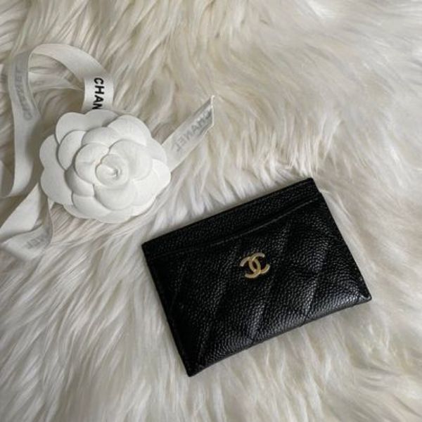 圖片 Chanel 黑金荔枝卡包
