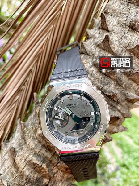 圖片 G-SHOCK 經典金屬休閒錶 銀色 GM-2100-1