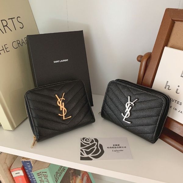 圖片 SAINT LAURENT 魚子醬牛皮拉鍊中夾