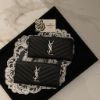 圖片 SAINT LAURENT 經典魚子醬牛皮 黑銀拉鍊長夾