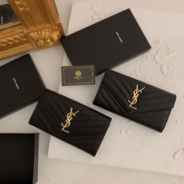 圖片 SAINT LAURENT 經典魚子醬牛皮信封長夾