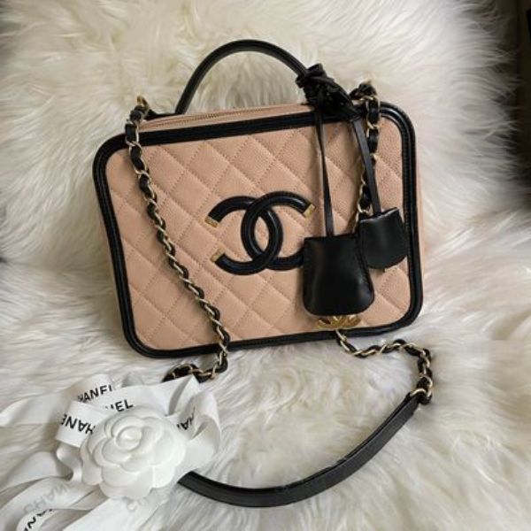 圖片 Chanel 米黑荔枝filigree vanity case