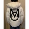 圖片 Moncler 胸口小logo 背後大M Logo 白色 連帽羽絨外套