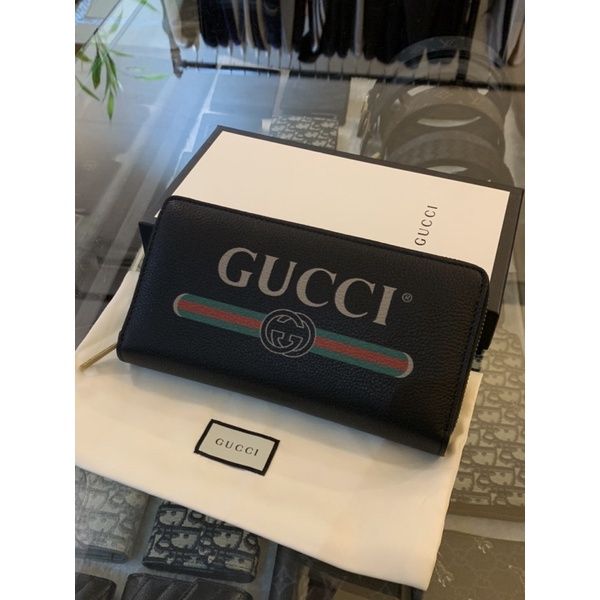 圖片 Gucci 經典 綠紅織帶logo設計 男生 拉鍊長夾
