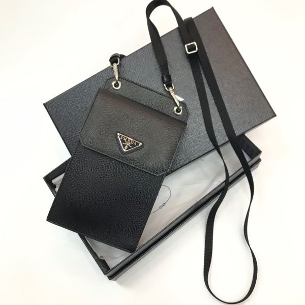 圖片 Prada 2ZH068 Saffiano 皮革手機套 黑色