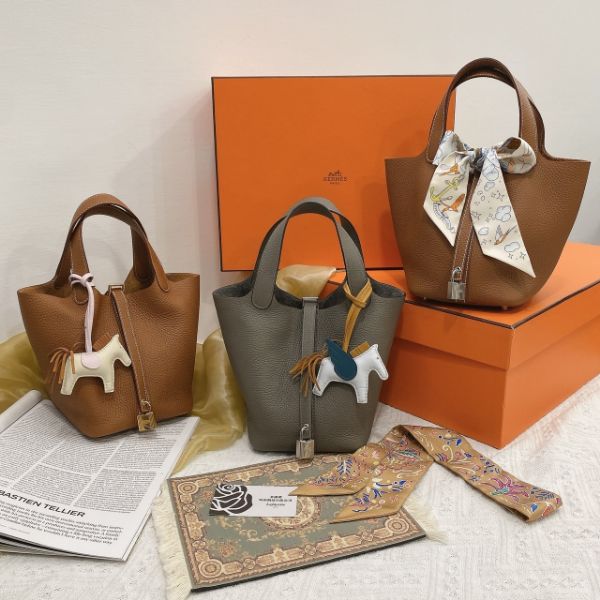 圖片 Hermès Picotin Lock 金棕色銀釦菜籃子 18cm