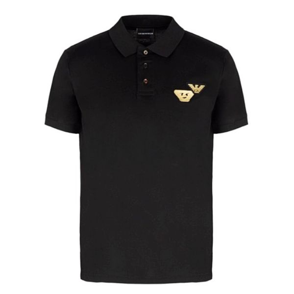 圖片 EMPORIO ARMANI 金色LOGO胸口黑色POLO衫M號   6H1FG3/1JTUZ0999