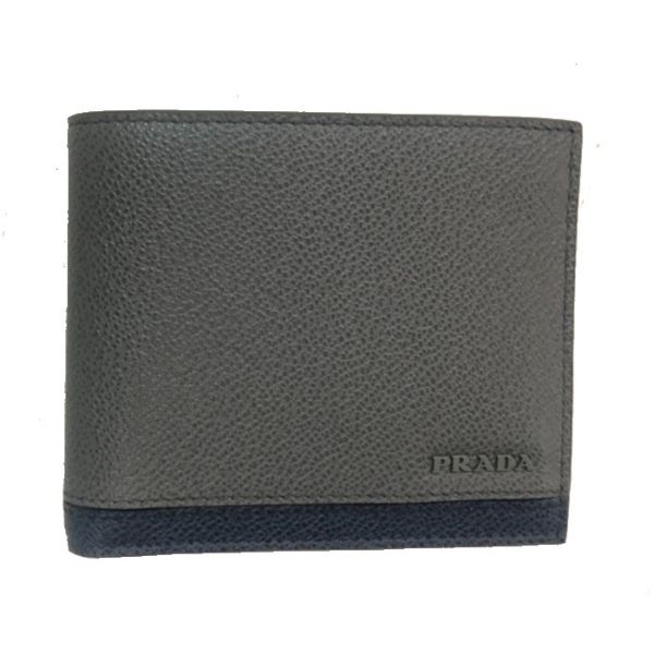 圖片 PRADA 基本款男款 灰色八卡層短夾  2MO513 2CIH F0OTF