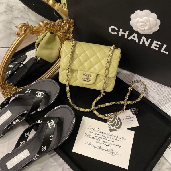 圖片 CHANEL COCO 23C 牛油果綠淡金釦方胖