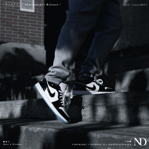 圖片 NICEDAY 現貨 AIR JORDAN 1 LOW CONCORD 亮皮 黑白 冰底 DV1309-100