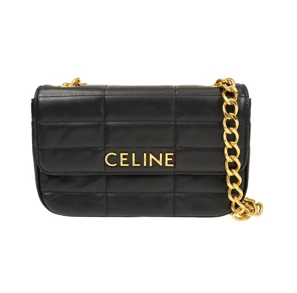 圖片 Celine Matelasse 襯芯山羊皮飾鍊掛肩包 黝黑色