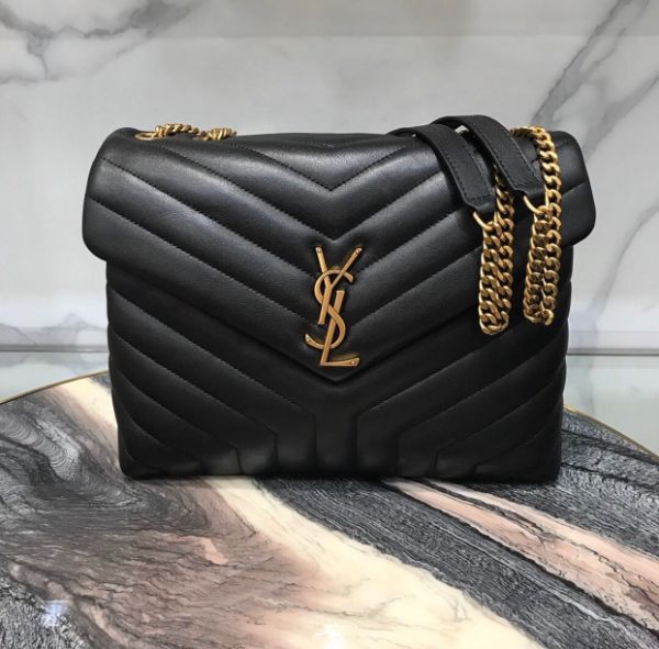 圖片 Saint Laurent YSL 574946 中款 Lou Lou 小羊皮金鍊兩用包 黑色