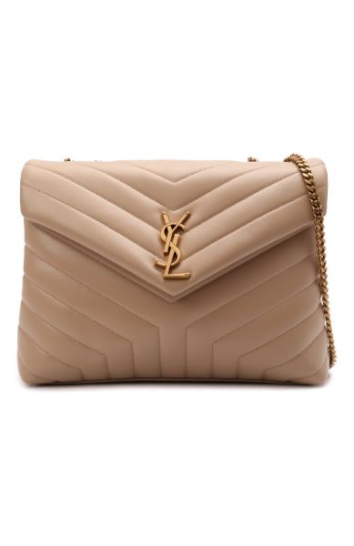 圖片 Saint Laurent YSL 574946 中款 Lou Lou 小羊皮金鍊兩用包 復古玫瑰米色