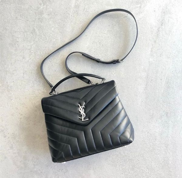 圖片 Saint Laurent 529735 YSL Loulou 衍縫小牛皮手提肩背包 黑色