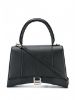 圖片 Balenciaga 619668 中款 Hourglass M 紋路小牛皮沙漏包 黑色