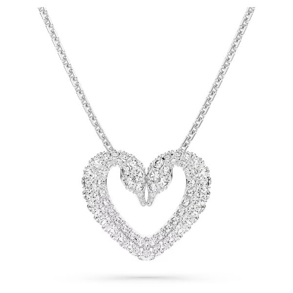 圖片 施華洛世奇 SWAROVSKI Una 鏈墜 心形 中碼 白色 鍍白金色 5628657