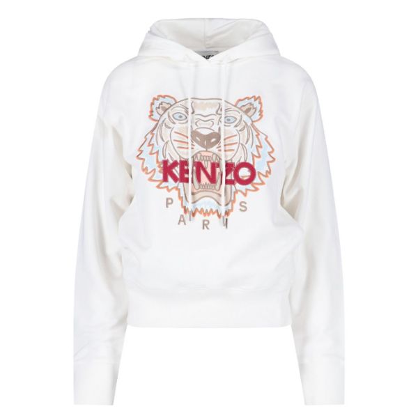 圖片 KENZO 女款S號刺繡白色虎頭長袖帽T  FC62SW8714XL01B