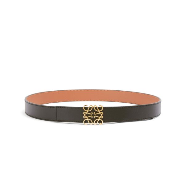 圖片 LOEWE Anagram 光滑小牛皮腰帶 金色扣環 可兩面穿戴 75公分 黑色/棕色  E619Z26X03-2544