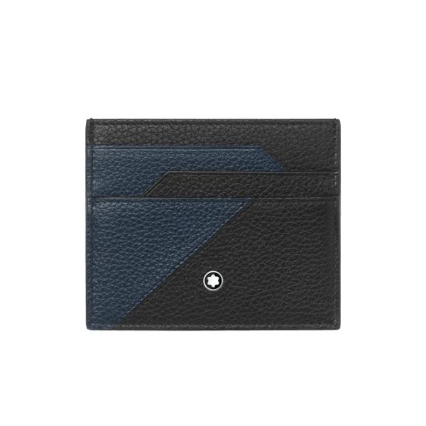 圖片 MONTBLANC 萬寶龍 小牛皮名片夾/卡夾 藍黑色  128533 BLACKBLUE