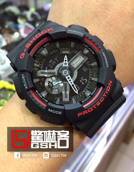 圖片 G-SHOCK 指針數位雙顯運動錶 - 紅X黑 - GA-110HR-1A