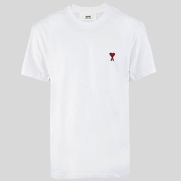 圖片 AMI PARIS 紅色愛心A圖騰小LOGO 短袖T恤 白色XL號  BFUTS001724 100