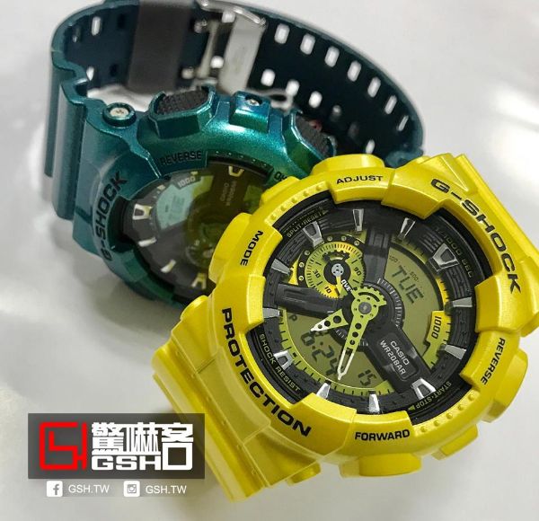 圖片 G-SHOCK 指針數位雙顯運動錶 - 金屬亮黃 GA-110NM - 9A