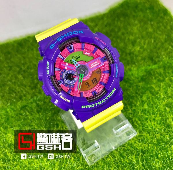 圖片 G-SHOCK 指針數位雙顯運動錶 - 紫黃配色 GA-110HC- 6A