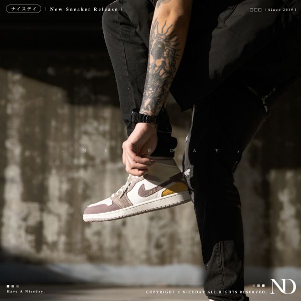 圖片 NICEDAY 現貨 Air Jordan 1 Mid Craft 白棕色 男款 Dm9652-102