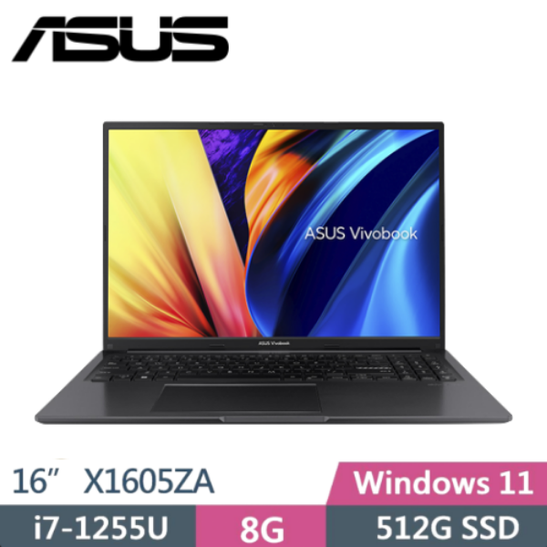 圖片 華碩 ASUS X1605ZA-0161K1255U 搖滾黑