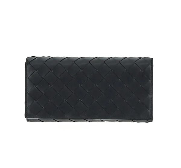 圖片 Bottega Veneta 651368 Flap 小羊皮編織翻蓋長夾 黑色