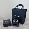 圖片 Chanel Logo 水鑽銀色圓圈耳環