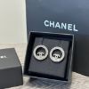 圖片 Chanel Logo 水鑽銀色圓圈耳環