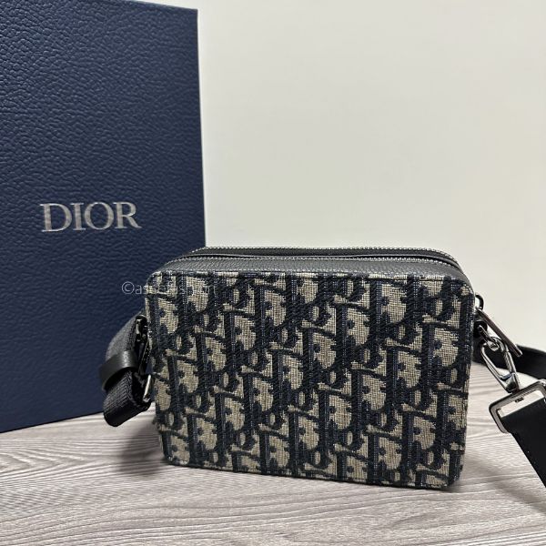 圖片 Dior Oblique 深藍老花方形肩背包