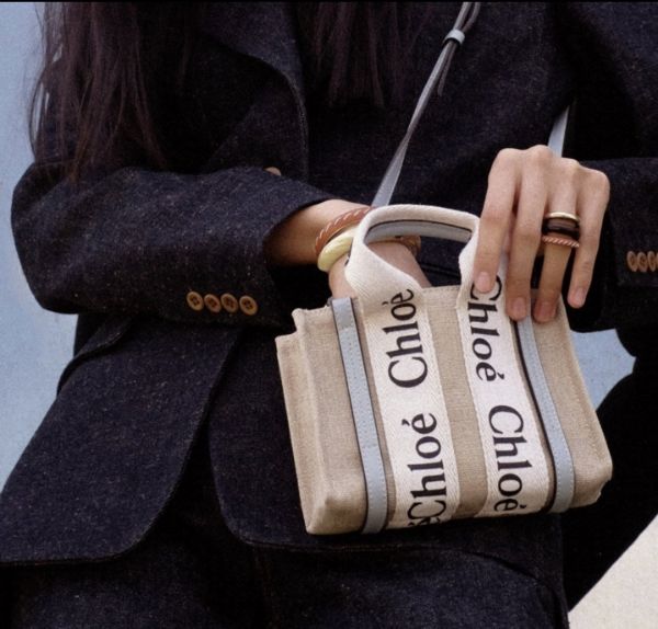 圖片 【現貨在台】Chloe Woody Nano bag 手提 經典LOGO織帶帆布包 淺藍