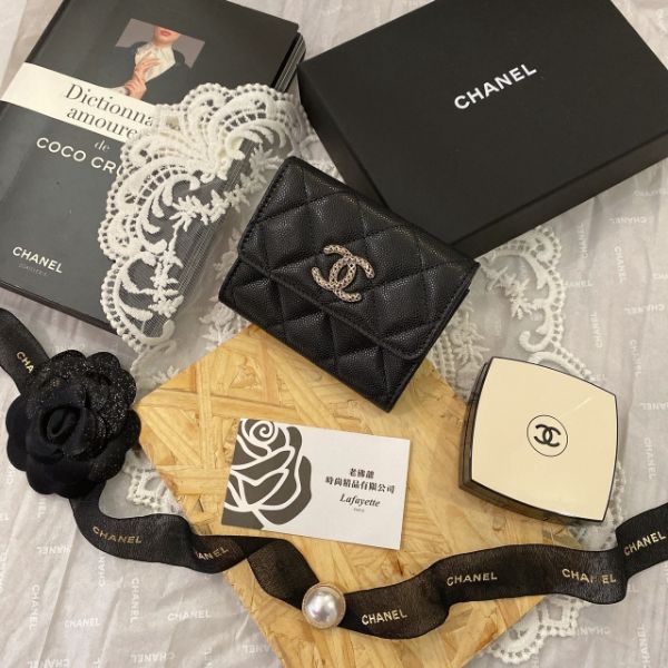 圖片 CHANEL 23P 黑粉雙層零錢卡包