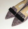 圖片 Jimmy Choo Gala 蝴蝶結亮片尖頭平底鞋  多彩粉晶 