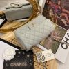 圖片 CHANEL 23C灰綠羊皮淡金釦20CM