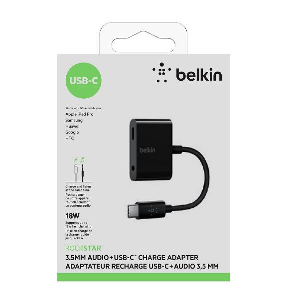 Belkin 音頻轉接線 3.5 Audio + Type-C Charge RockStar 分插器
