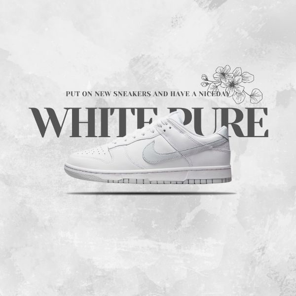 圖片 NICEDAY 現貨 Nike Dunk Low white pure  雲霧白 白灰 男女 DV0831-101