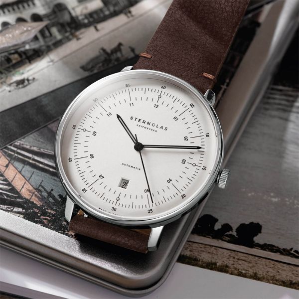 圖片 	STERNGLAS 希丹格斯 S02-HH10-PR04 白盤文青機械錶42mm 男/女錶