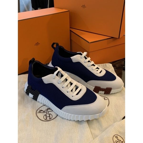 圖片 Hermes 愛馬仕 經典 H logo設計 藍色 男生 球鞋