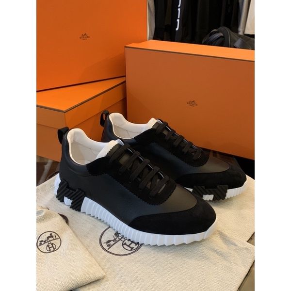 圖片 HERMES  愛馬仕 經典黑白配色 皮革材質 男生 球鞋