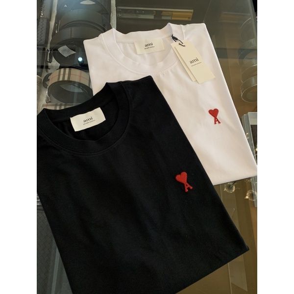 圖片 Ami 刺繡 小logo 愛心黑色、白色短袖T恤上衣