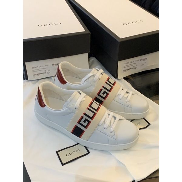 圖片 Gucci 經典織帶字母logo設計 男生 小白鞋 球鞋