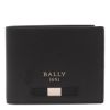 圖片 Bally 男款 Bevye 黑白織帶 TSP 牛皮六卡短夾 黑色