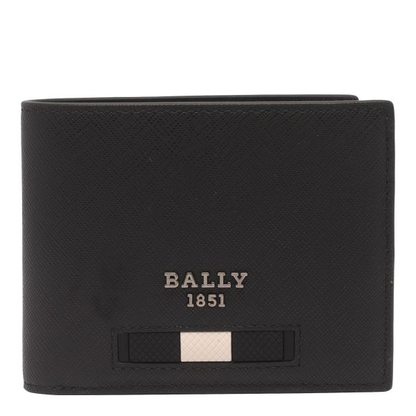 圖片 Bally 男款 Bevye 黑白織帶 TSP 牛皮六卡短夾 黑色