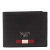 圖片 Bally 男款 Bevye 紅白織帶 TSP 牛皮六卡短夾 黑色