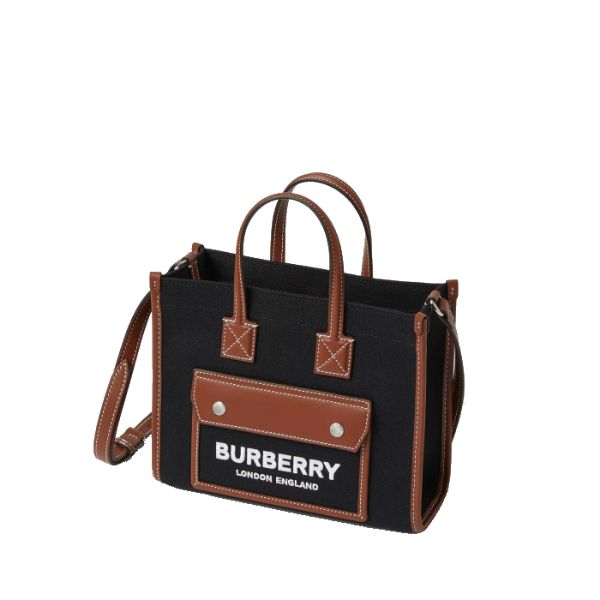 圖片 BURBERRY Freya  雙色帆布皮革拼接 迷你肩背/手提兩用 托特包 8055749