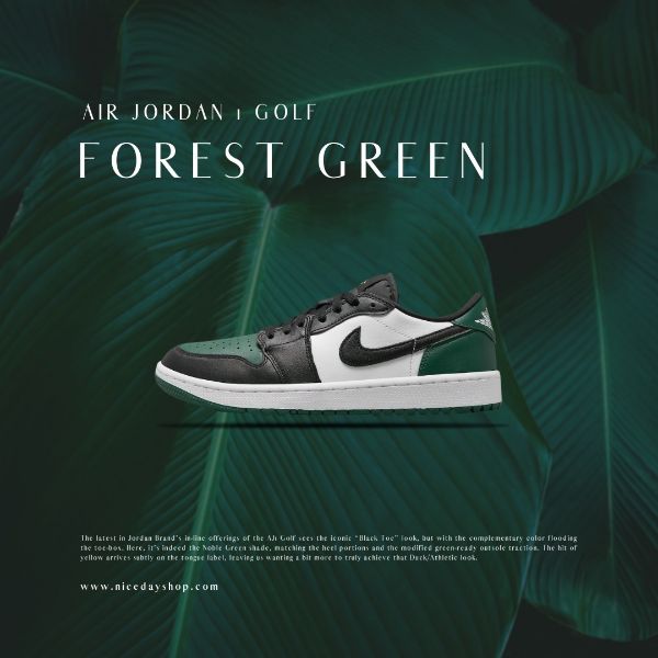 圖片 NICEDAY 代購 Air JORDAN 1 Low Golf Noble Green 黑綠高爾夫 DD9315-107